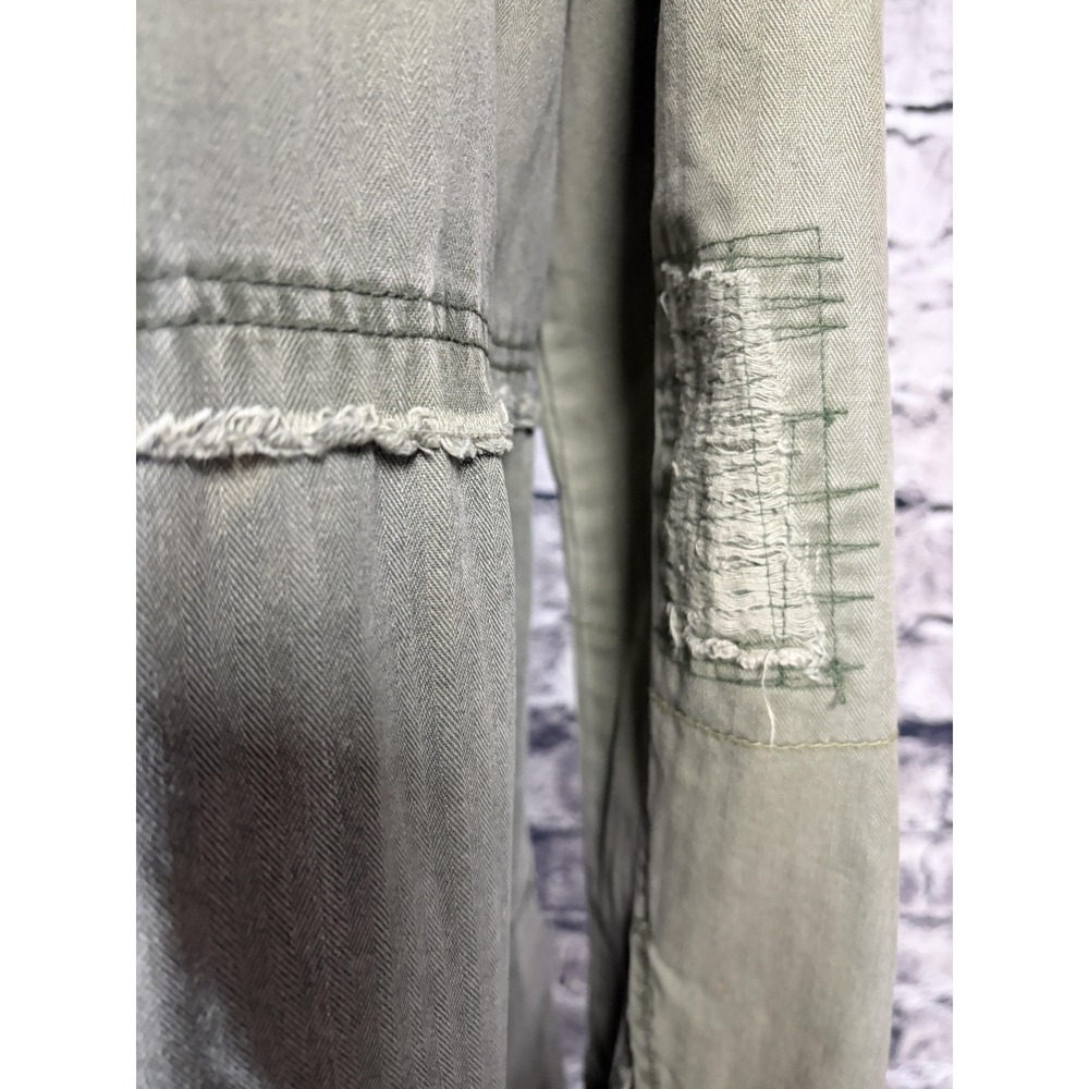 We The Free Jacket Womens S Green Long Utility Military Coat Distressed Patchwor - Picture 5 of 16